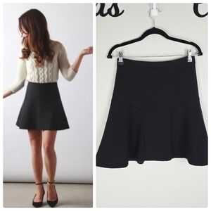 J. Crew Fluted Flared In Double Crepe Black Mini Skirt Size 0